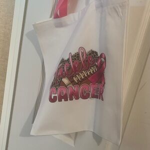 Pink and White Tackle Cancer Tote Bag